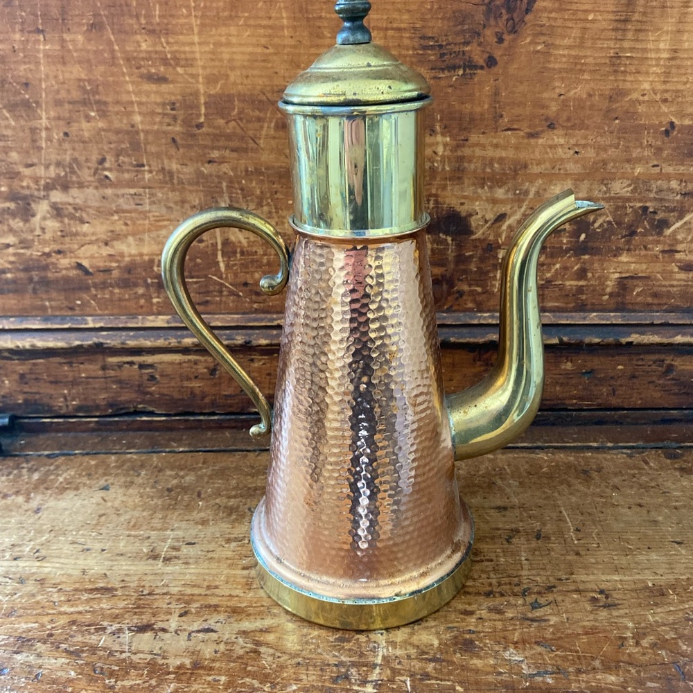 Vintage Copper and Brass Coffee Pot